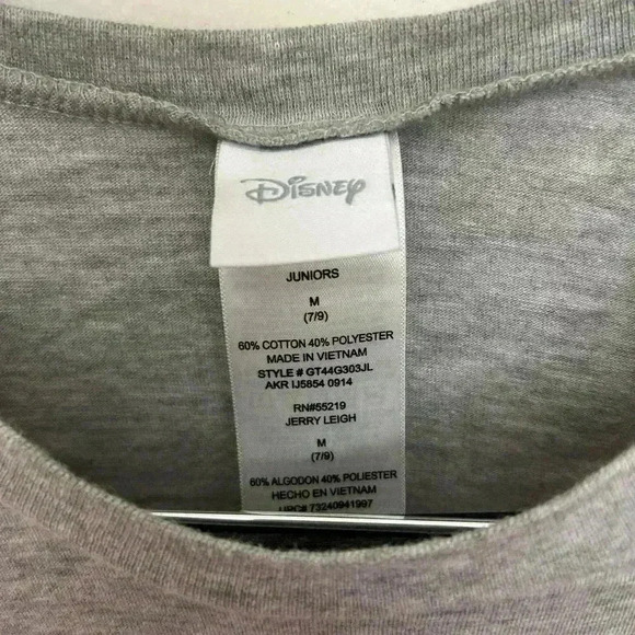 Disney Christmas Mickey Minnie Shirt Junior Sparkly Gray Long Sleeve Size M 7/9 - Picture 5 of 6